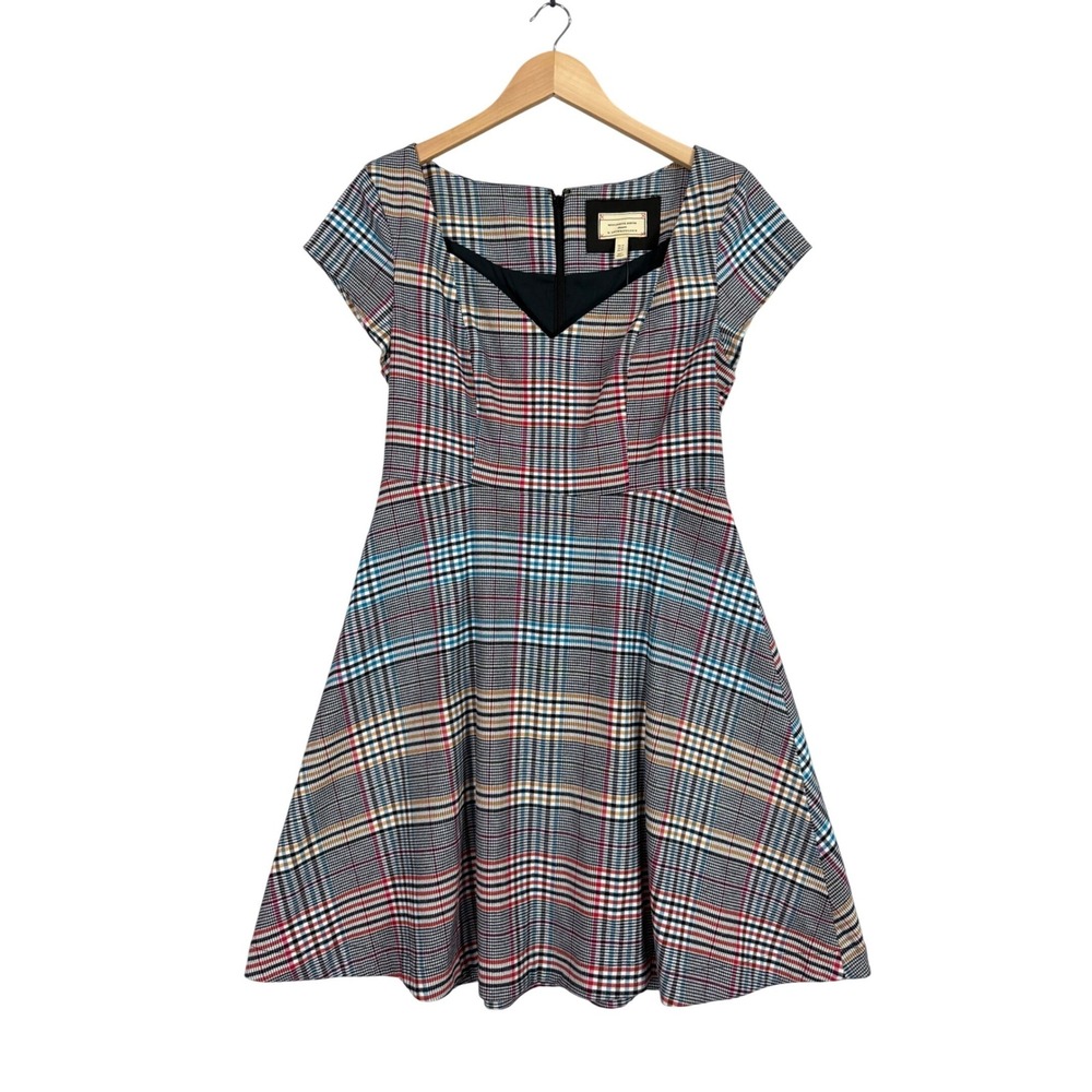 Moulinette Soeurs by Anthropologie Dress NWT Women 12 Plaid Sweetheart Fit/Flare